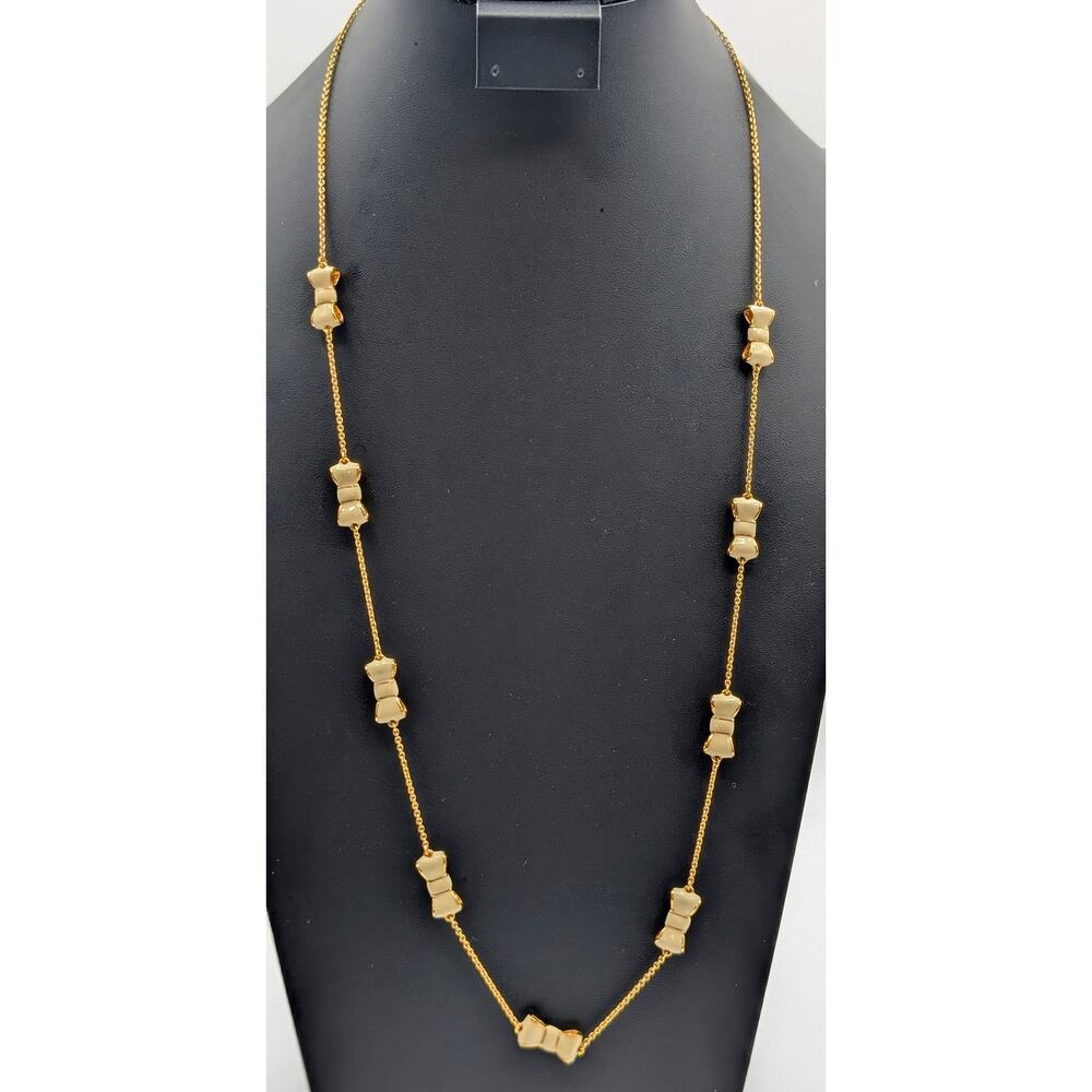 Kate Spade New York Cream Enamel Bow Gold Tone Chain 30" Necklace